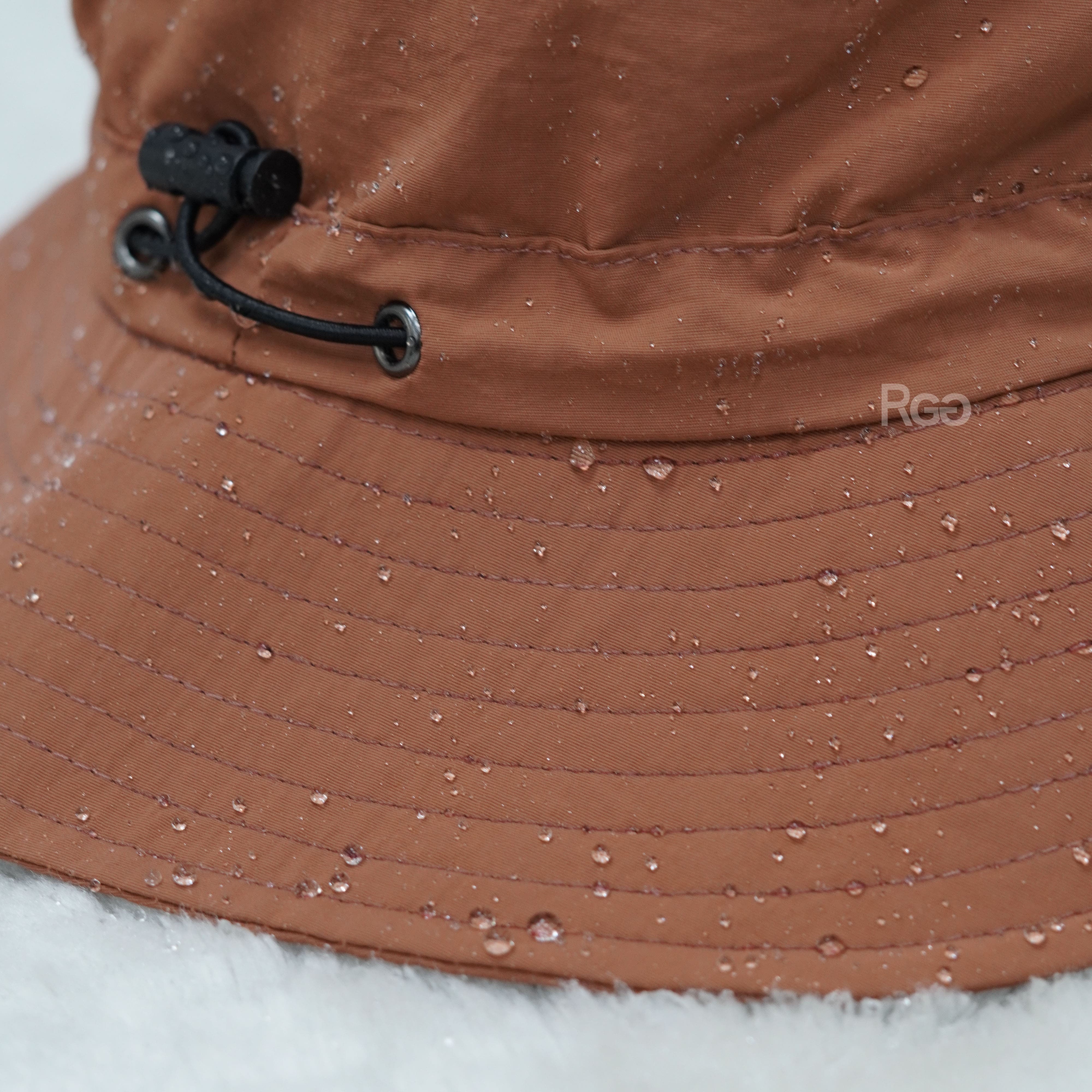 山系 Outdoor 可摺疊收納漁夫帽磚紅色防潑水細節照