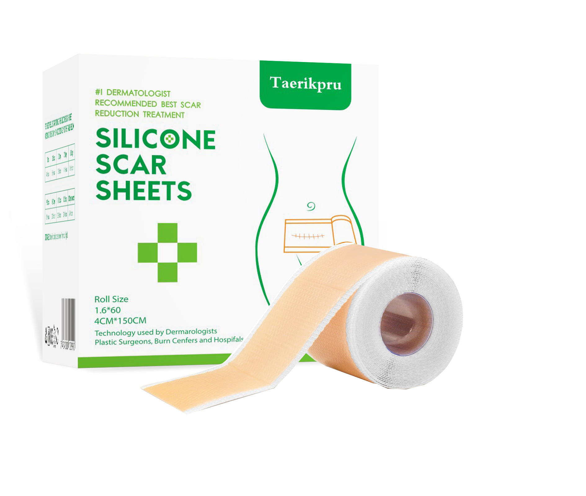 Taerikpru-矽凝膠傷疤痕捲貼 防水淡化 妊娠紋 傷口修護疤痕貼 150CM 自由裁剪 疤痕增生 疤痕贴