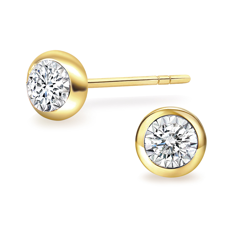 18黃K八分泡泡鑽石耳環