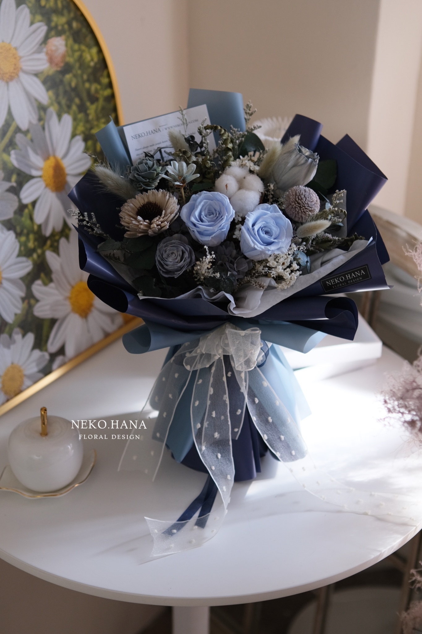 水藍色永生花束（中款）