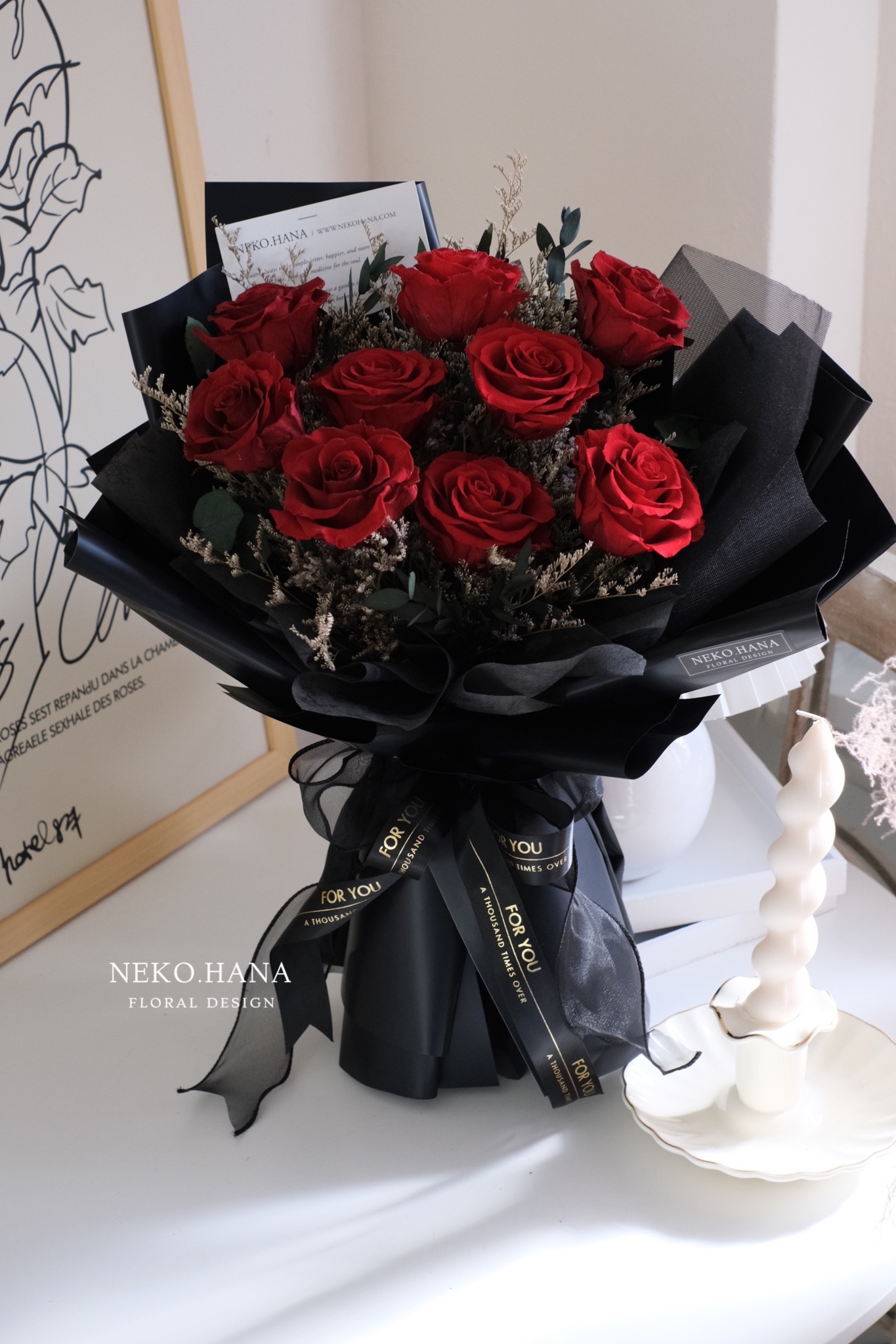 經典紅玫瑰永生花束