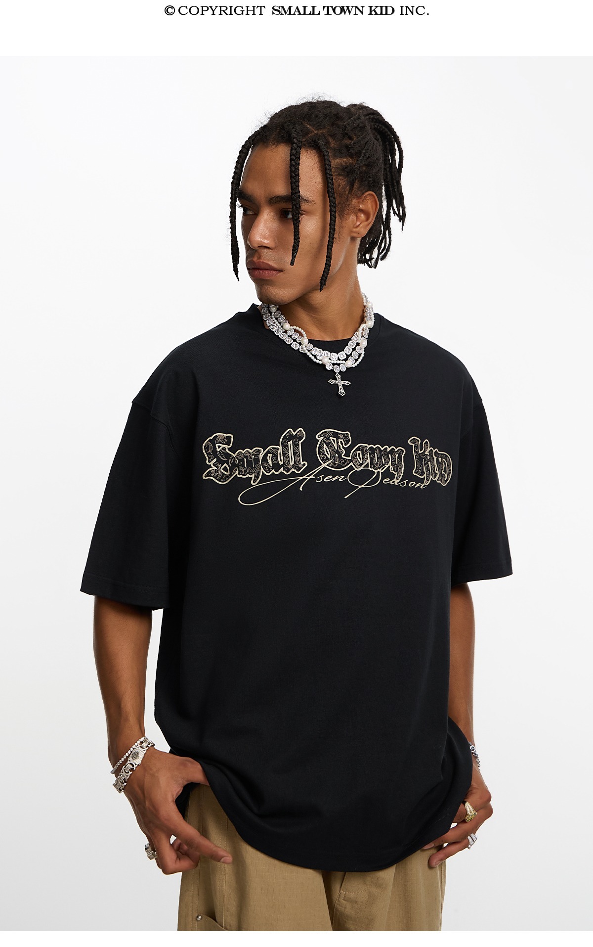 ASEN同款 STK SmallTownKid 立體印花  藤蔓Logo 短袖T恤