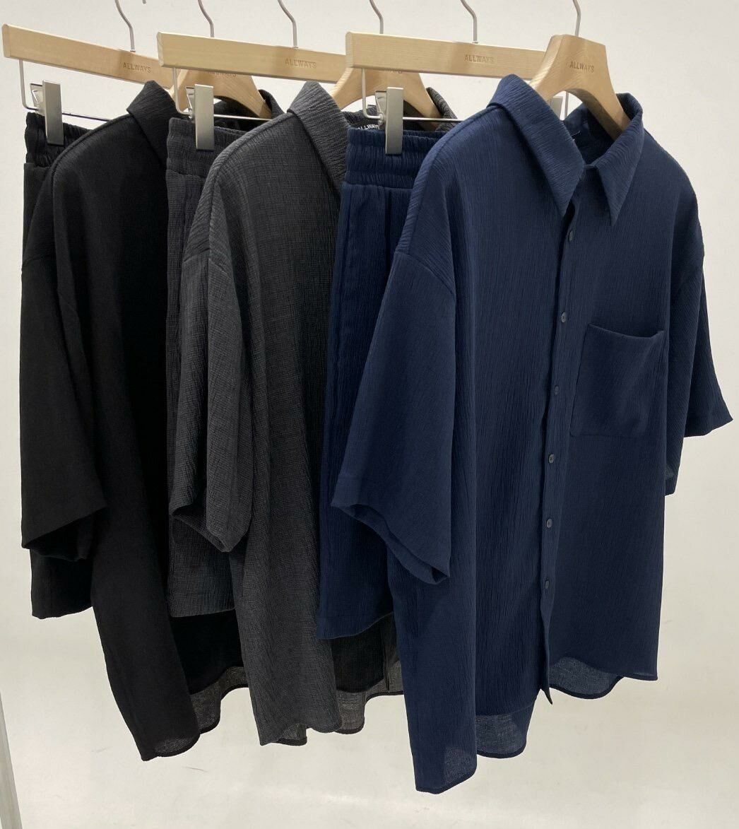 淨色暗直紋短袖恤衫 ALLWAYS-013S