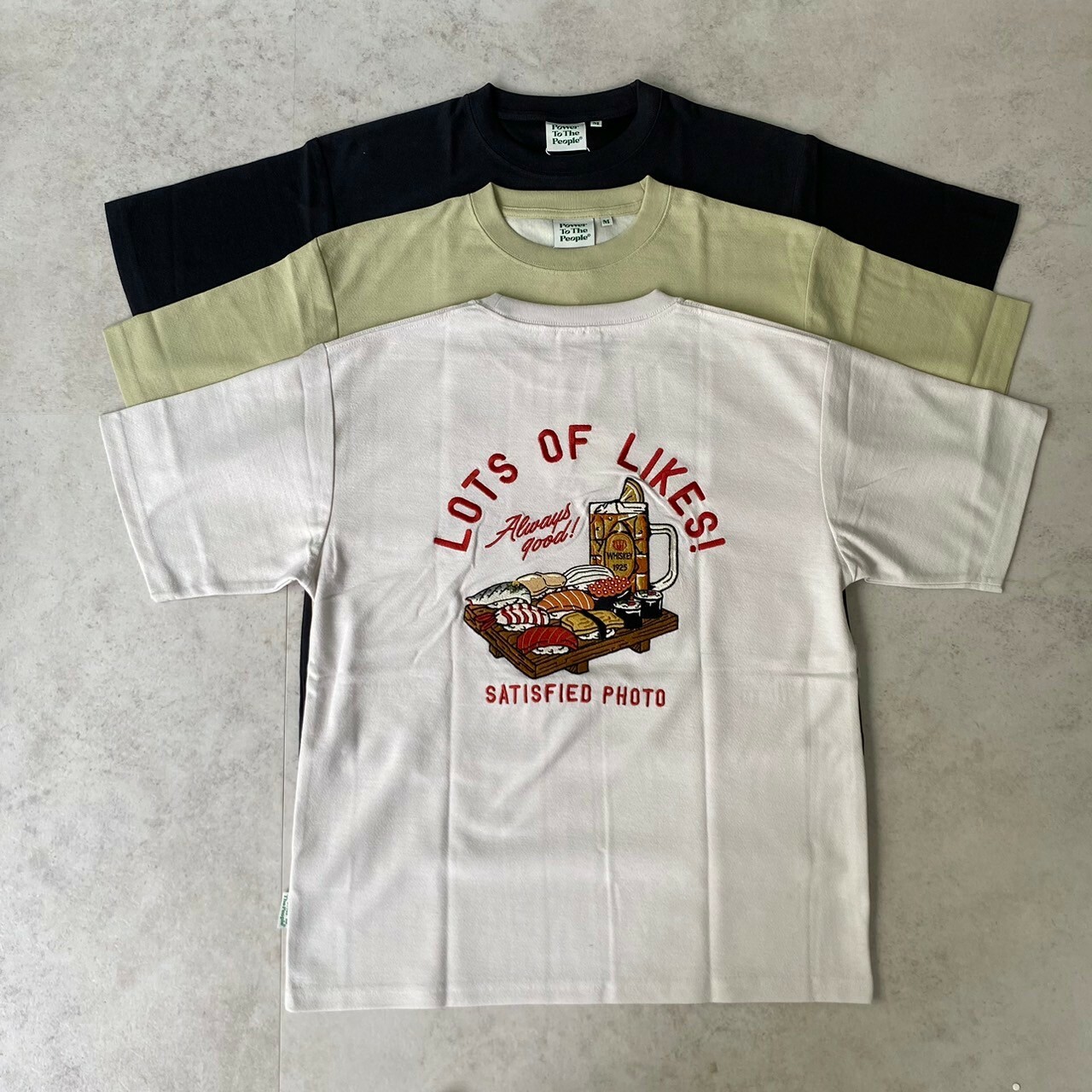 Power To The People 壽司刺繡圖胸口短Tee 4501054-103