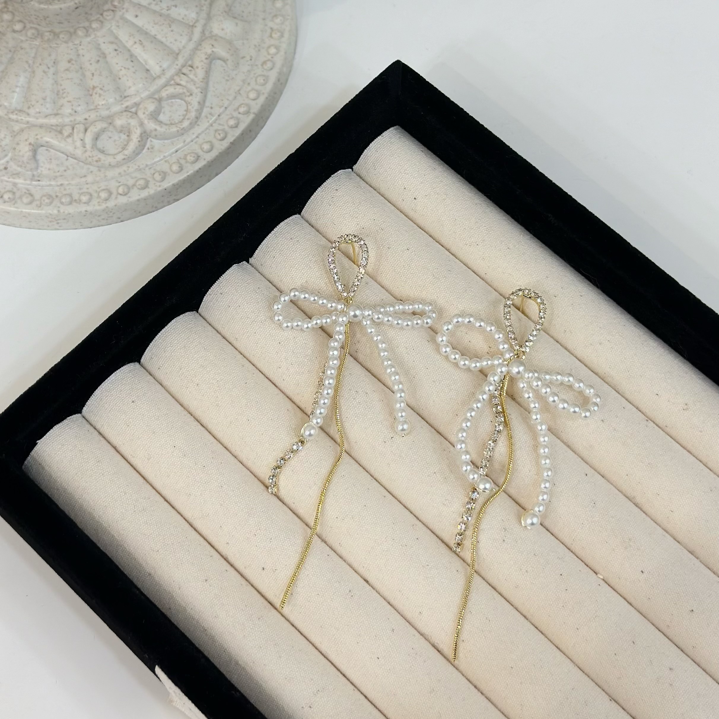 珍珠排鑽流蘇垂吊