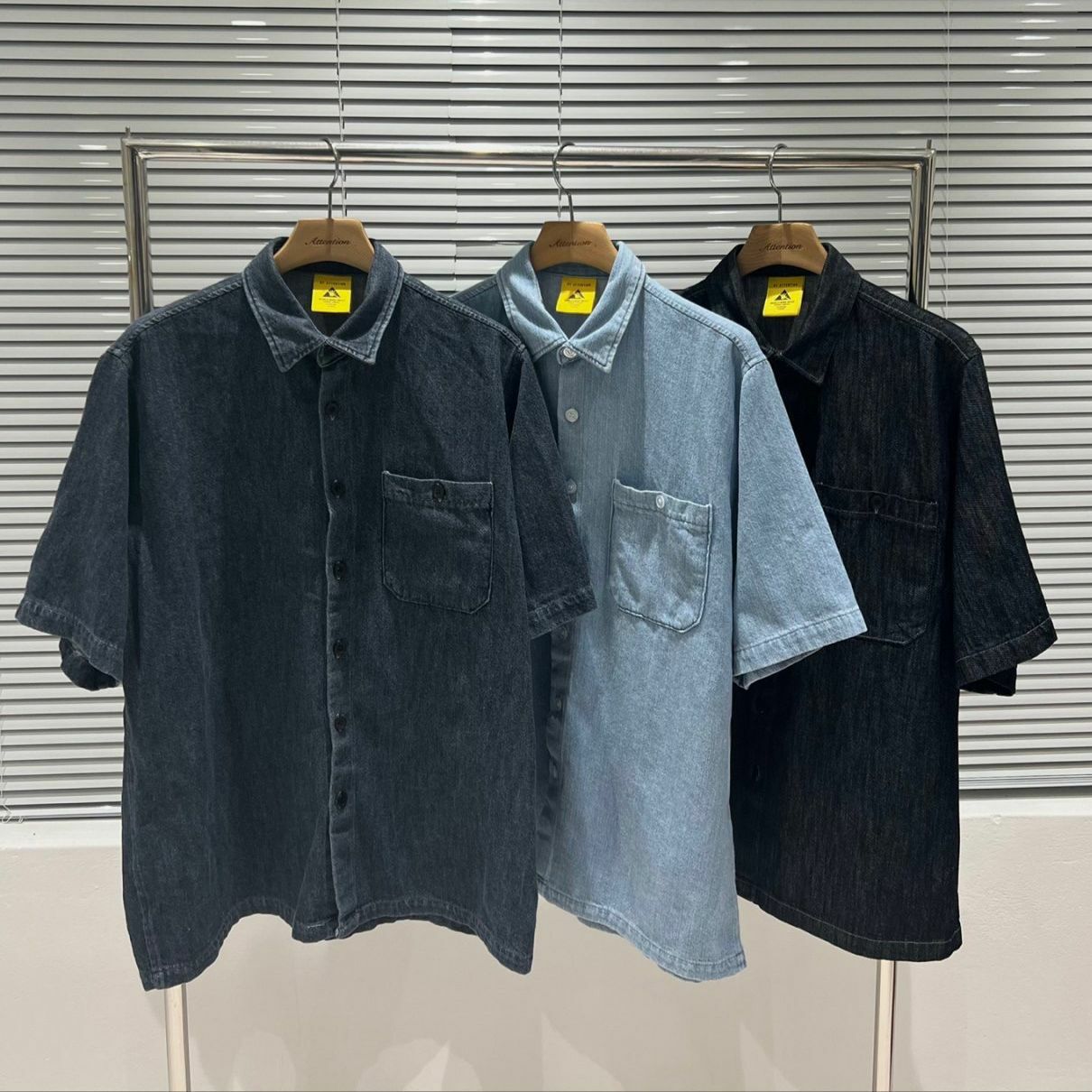 淨色牛仔短袖恤衫 BY ATTENTION-225S