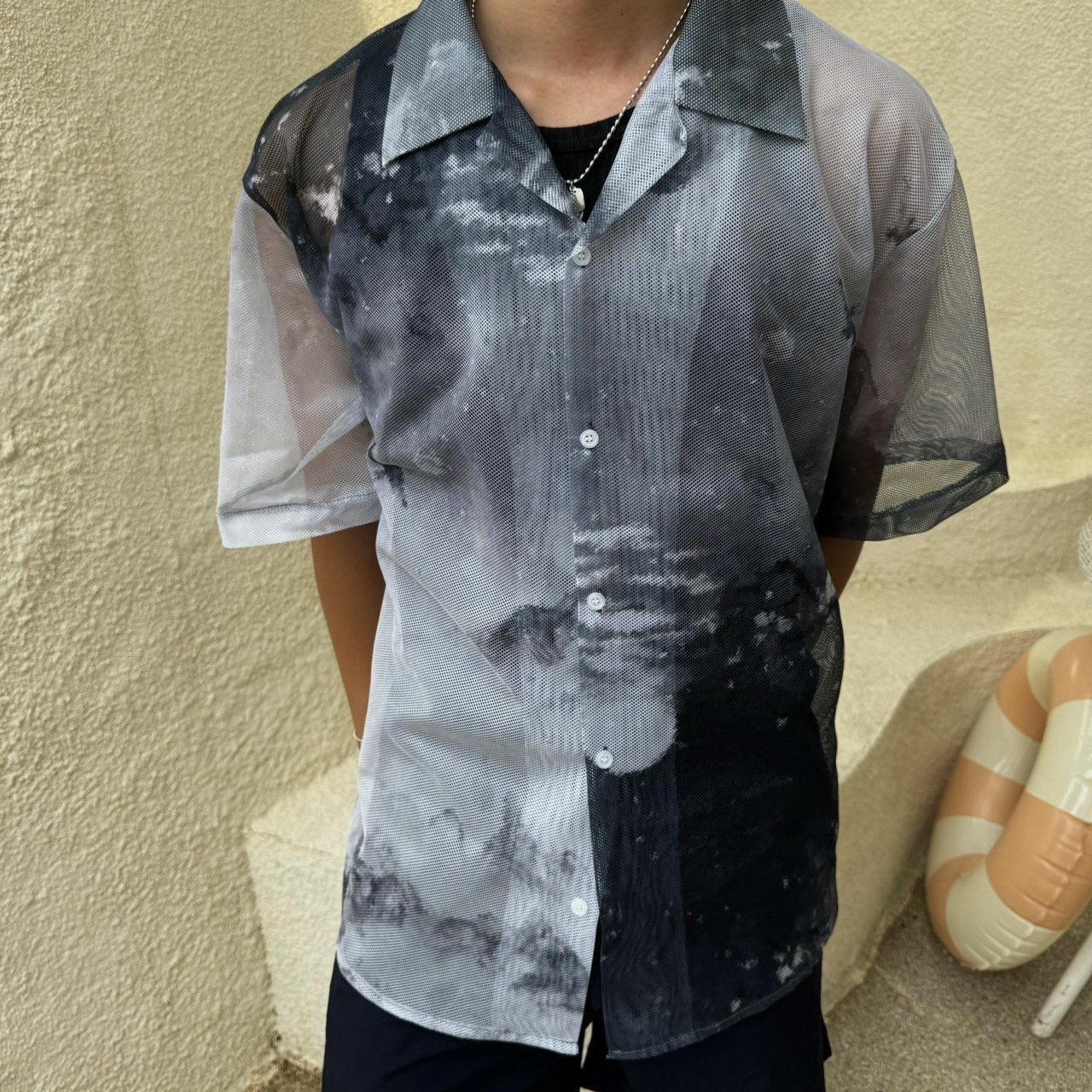 透視圖案短袖恤衫 BY ATTENTION-226S