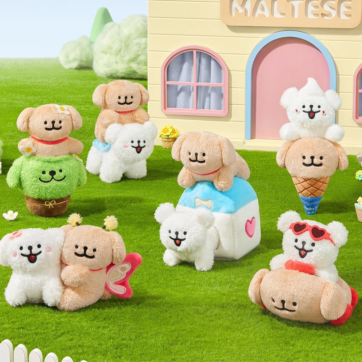 MALTESE 線條小狗 快樂GOGO 吊飾 鑰匙圈 盲盒 / 預購