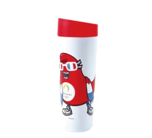 1EU0704-190 OLYMPICS Paris 2024 Olympics Mascot Isothermal Bottle - 350ml White #200914967 (D-EU-E)