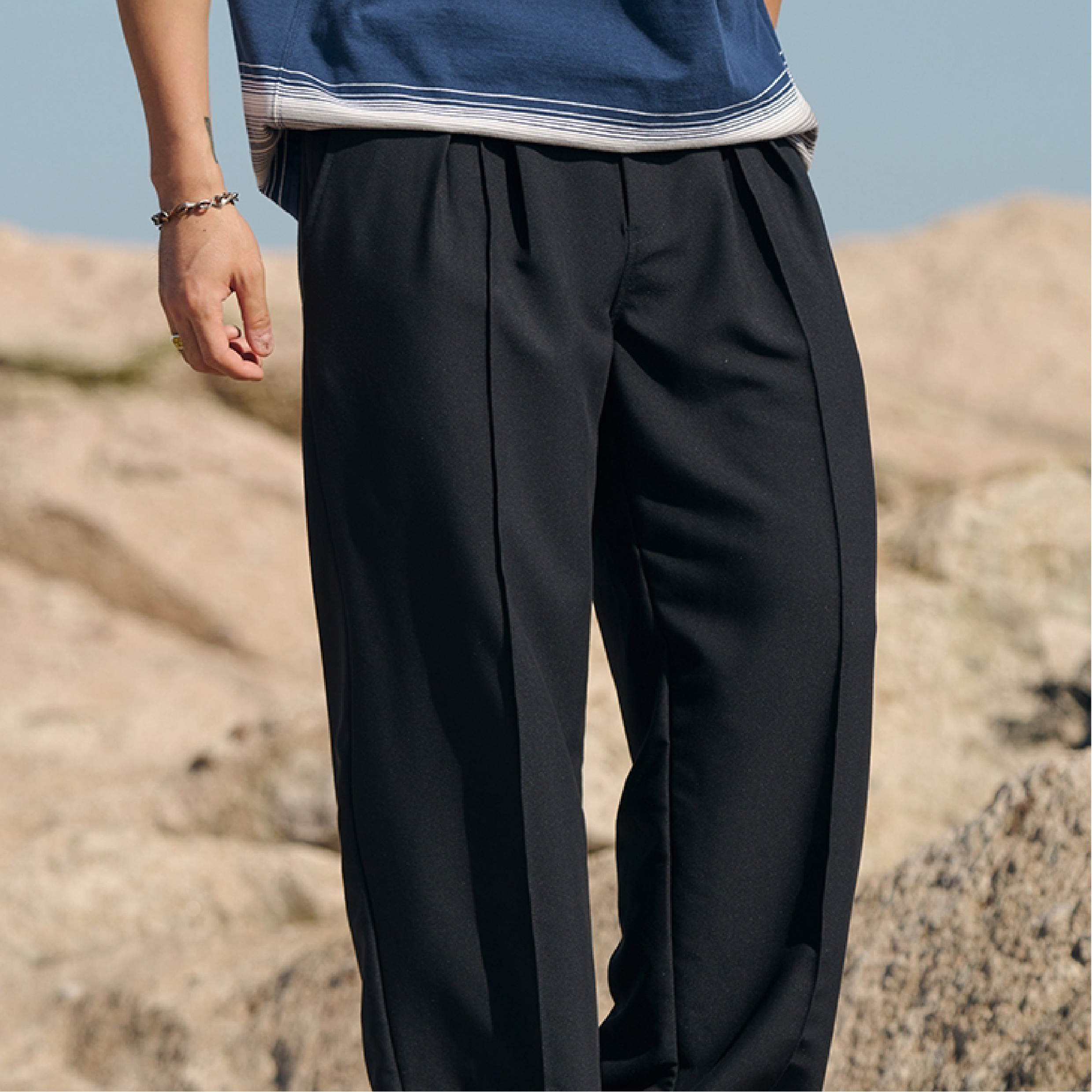 TANOXI Double-Pleated Pants 雙褶拉鍊西裝長褲[TNX-P180]