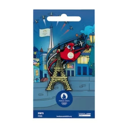 1EU0704-227 OLYMPICS Paris 2024 Olympics Mascot Eiffel Tower Pin Badge #13377614 (D-EU-E)