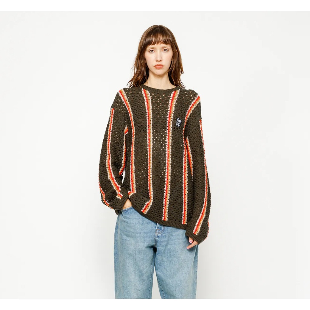 新品Stussy x Patta Stripe Loose Gauge Mサイズ Stussy x Patta Striped Loose Gauge Sweater Olive Men's