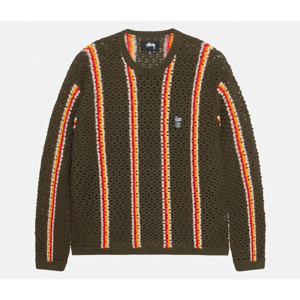 2024SS STUSSY PATTA STRIPE LOOSE GAUGE 寬鬆 圓領 毛衣 現貨 317012