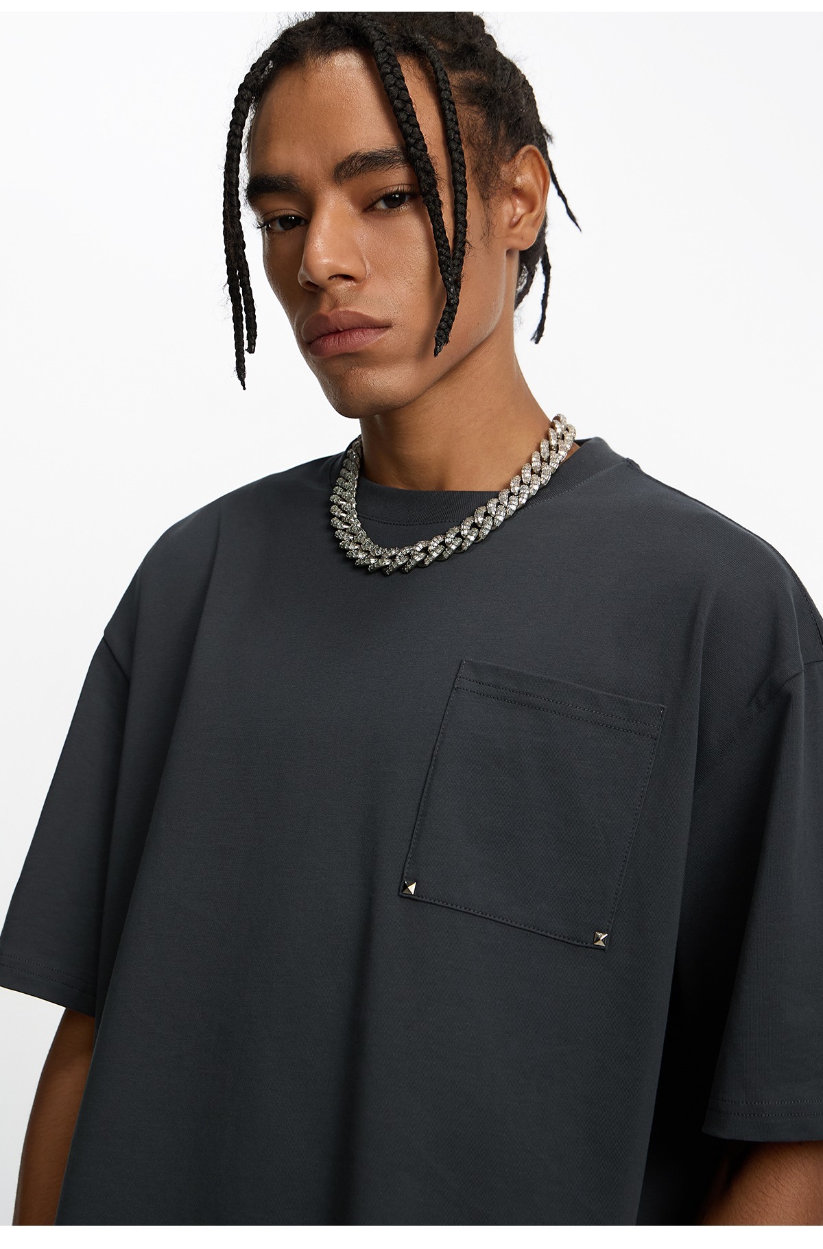 ASEN同款 STK SmallTownKid 鉚釘口袋 解構 短袖T恤