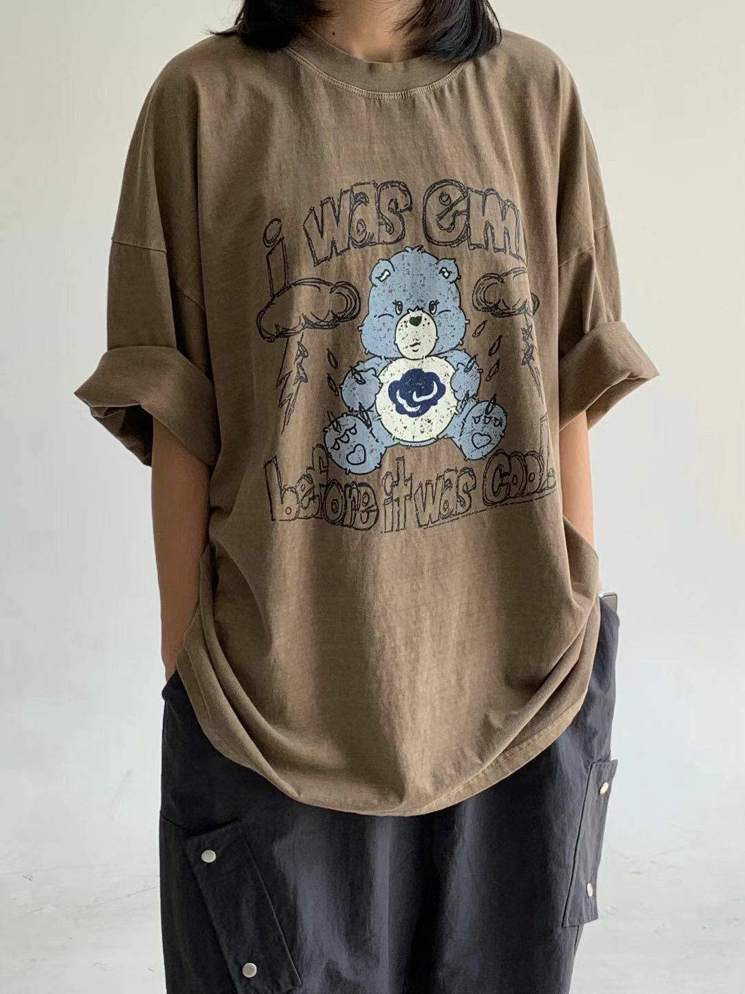 洗水熊仔圖案英文字短袖Tee SCOPE-054T