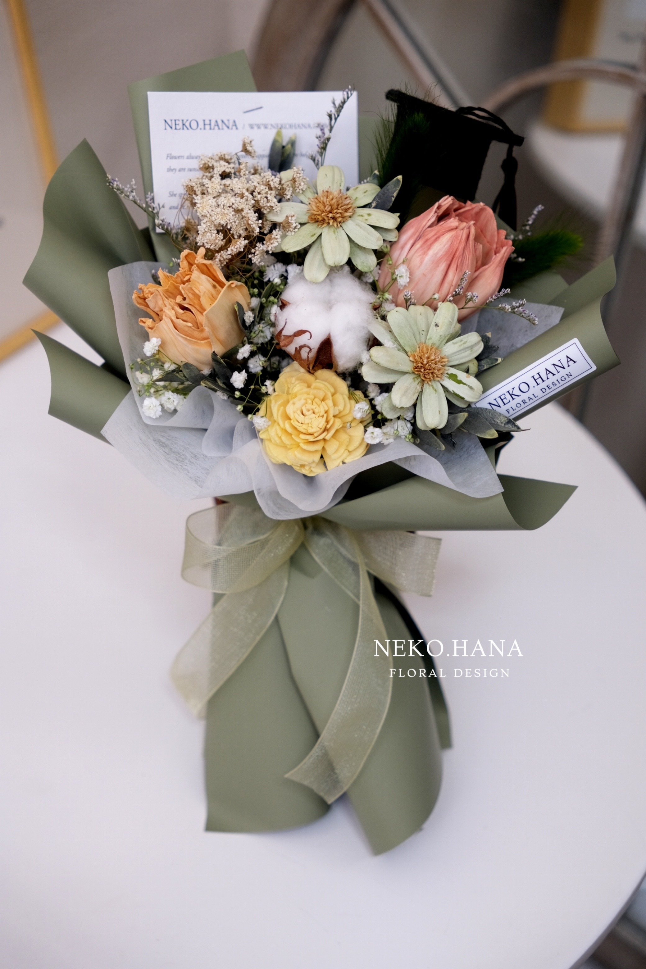 森林綠色系乾燥花束