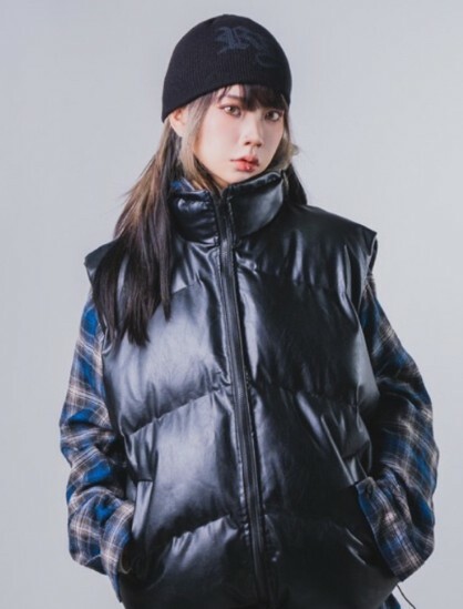 JIN UNIVERSAL V14 皮革感麵包鋪棉背心 羽絨 外搭＂平價穿搭＂