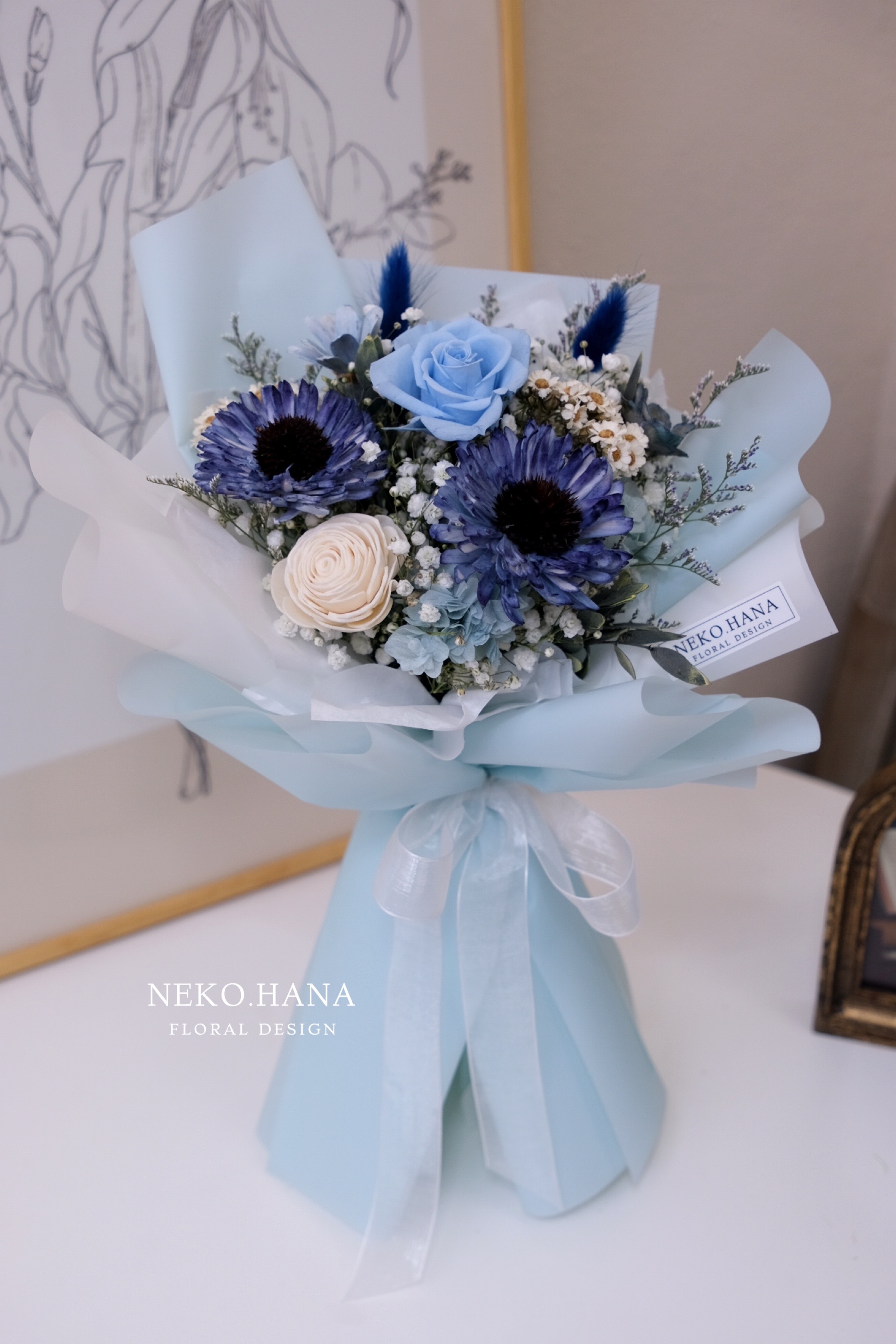 雙朵向日葵永生花束