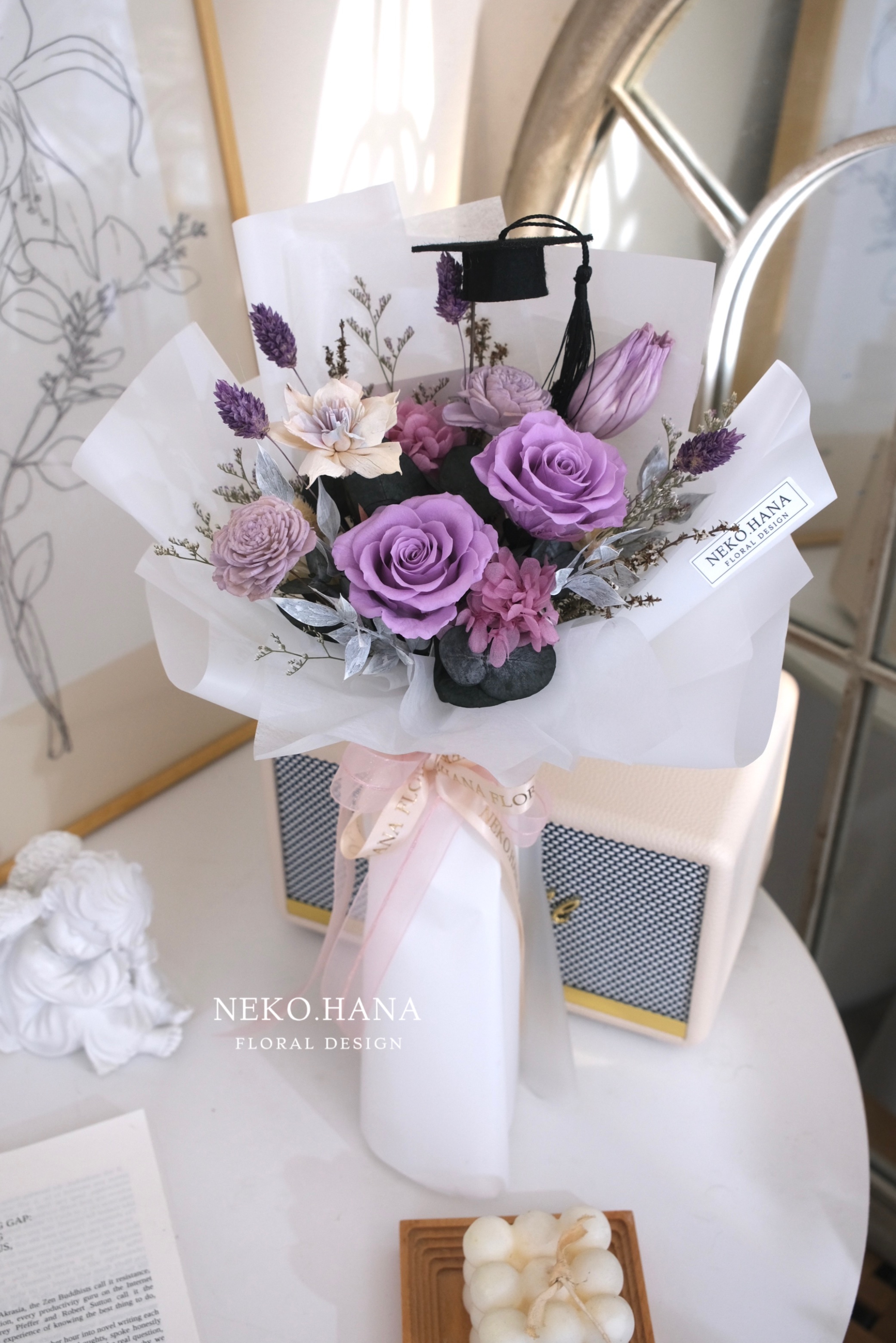 紫玫瑰永生花束