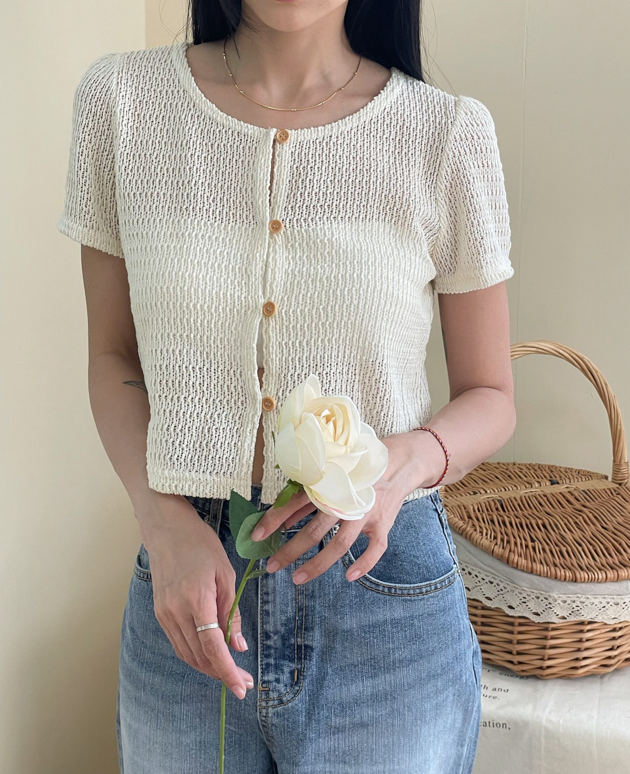 莫蘭迪透涼感針織上衣