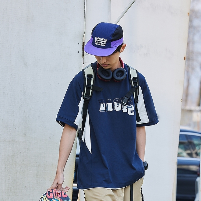 7M14 運動風拼接感短袖棉TEE 兩色