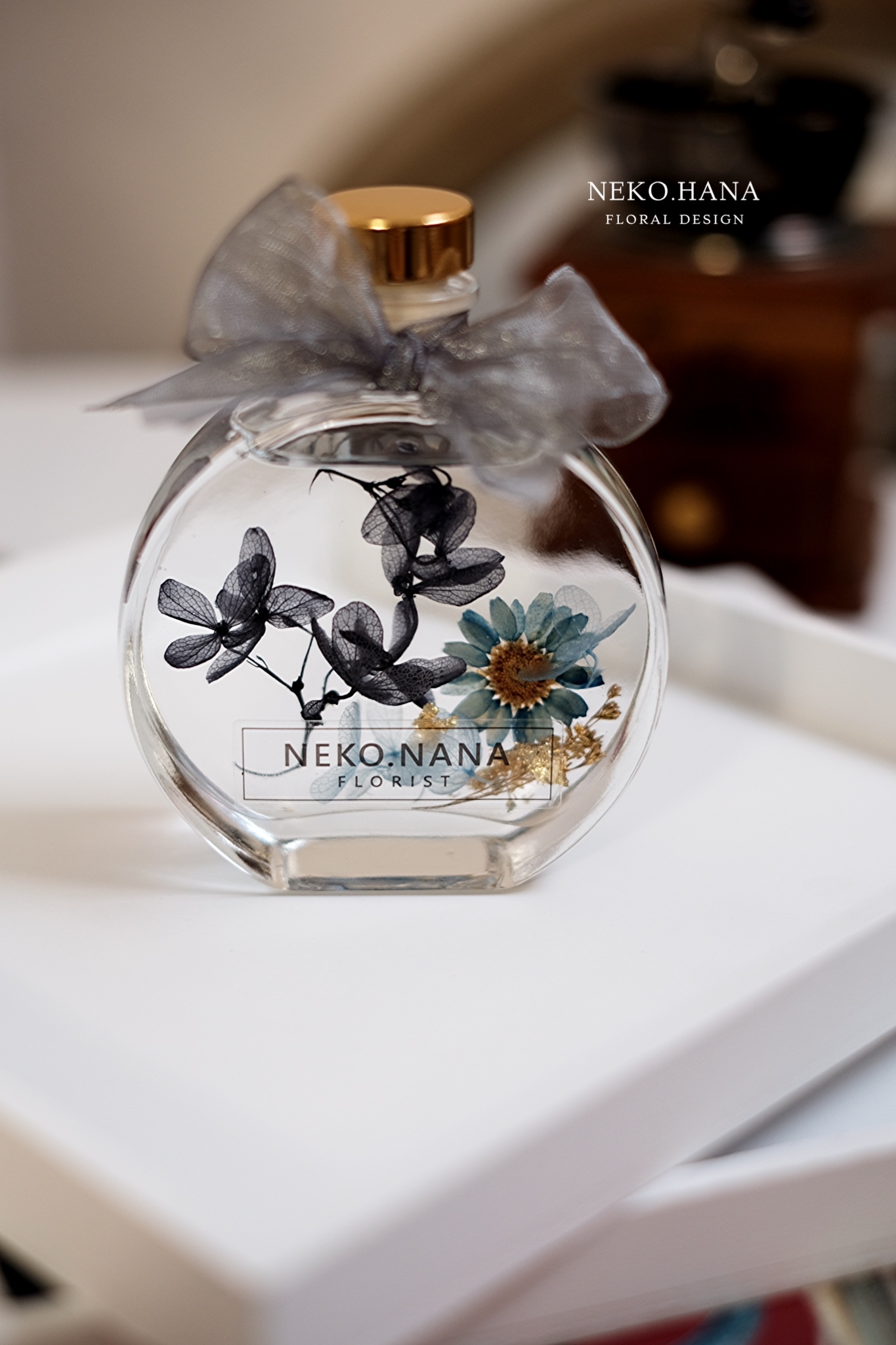 浮游花* 油畫水墨藍