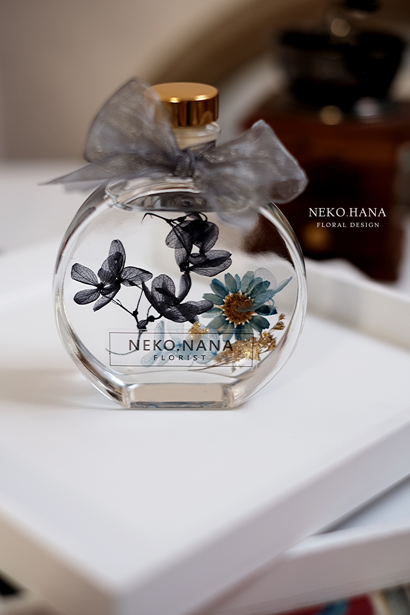 浮游花* 油畫水墨藍