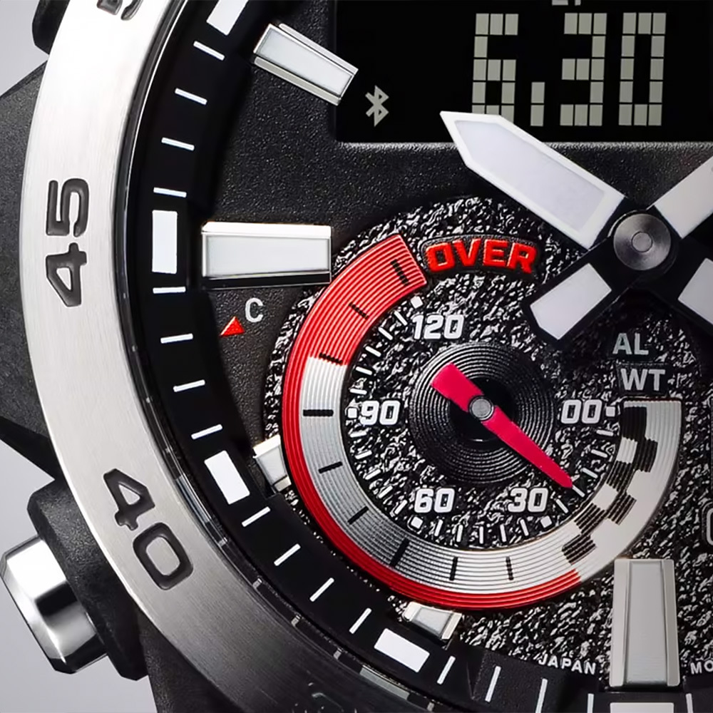 【CASIO 卡西歐】Edifice ECB-40BK-1A 智慧藍芽 雙顯 賽車運動 計時 夜光 腕錶 手錶 48mm