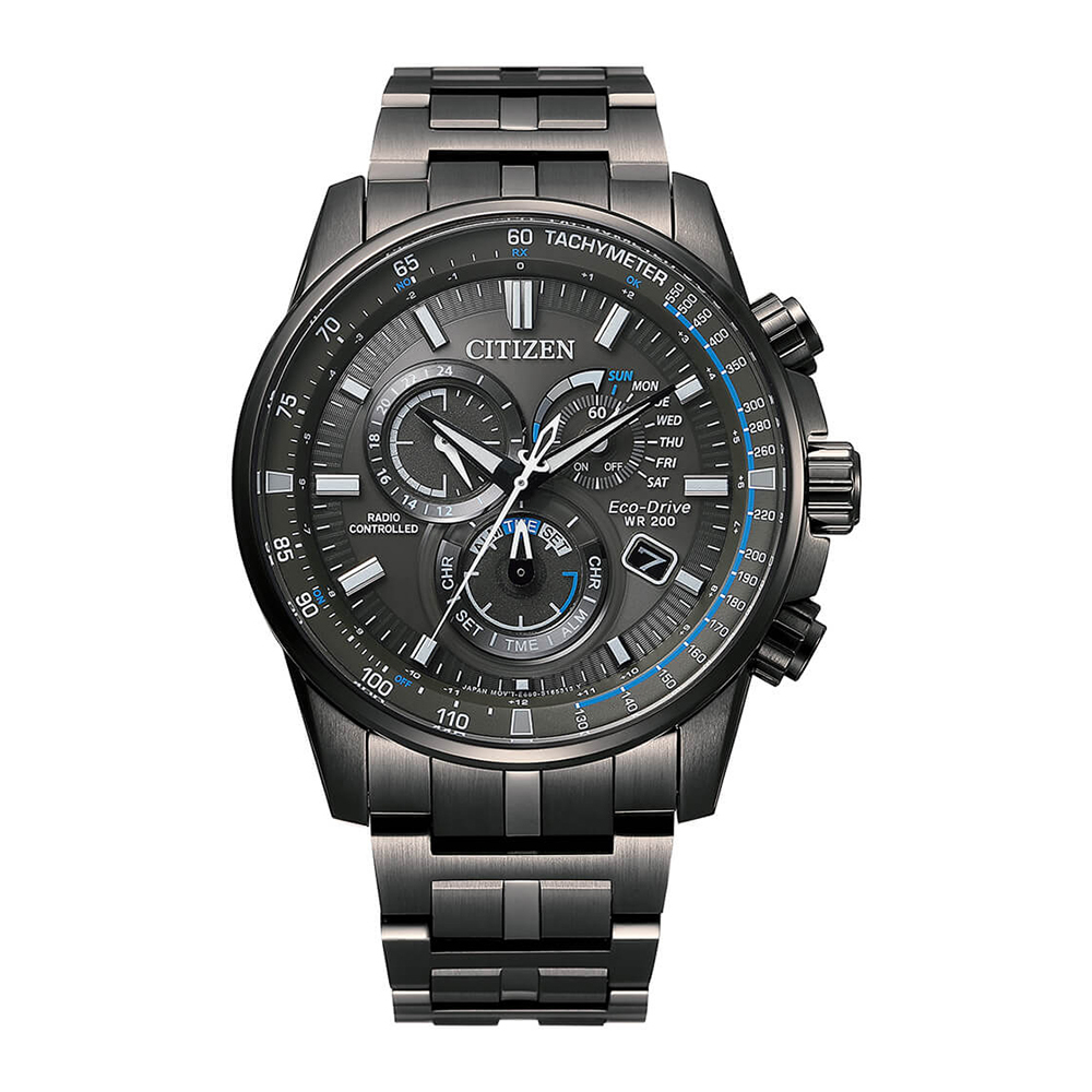 (預購)【CITIZEN 星辰】Eco Drive GENTS CB5887-55H 電波對時 三眼 藍線黑框 不鏽鋼 光動能腕錶 手錶