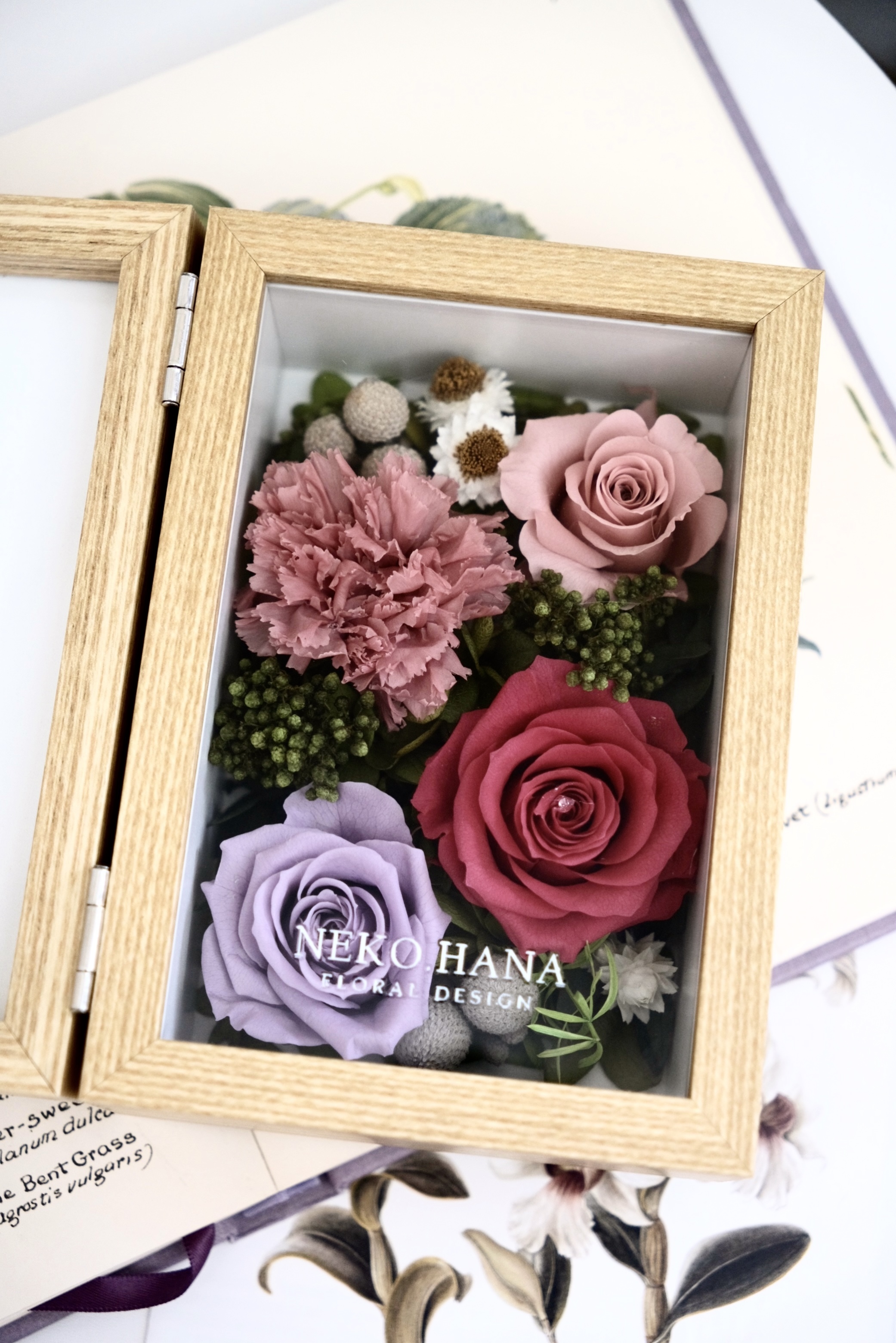 永生康乃馨花相框（原木色）