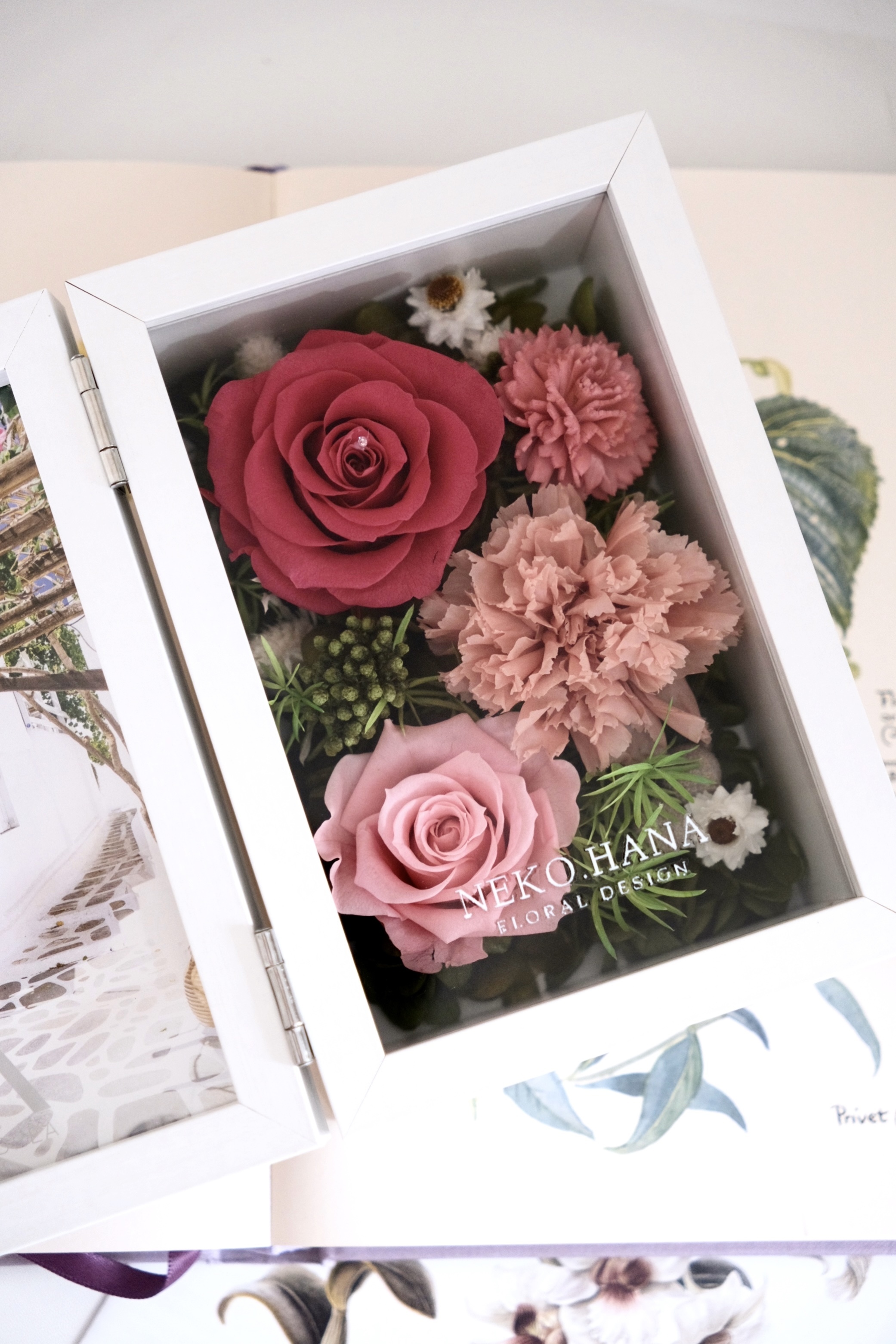 永生康乃馨花相框（白色）