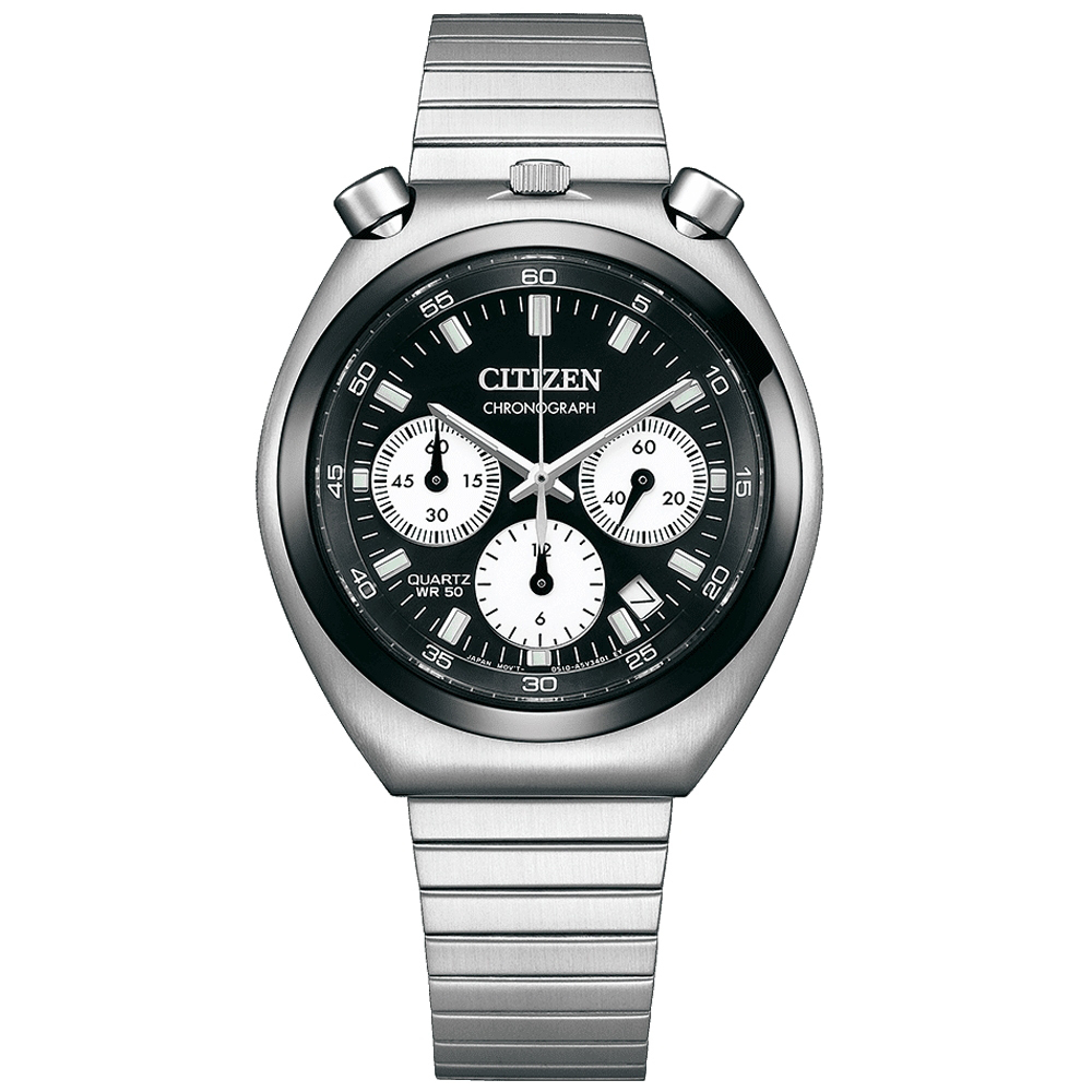 (預購)【CITIZEN 星辰】Chronograph 計時系列 AN3660-81E 牛頭錶 熊貓款 三眼計時 日期顯示 石英鋼錶 手錶