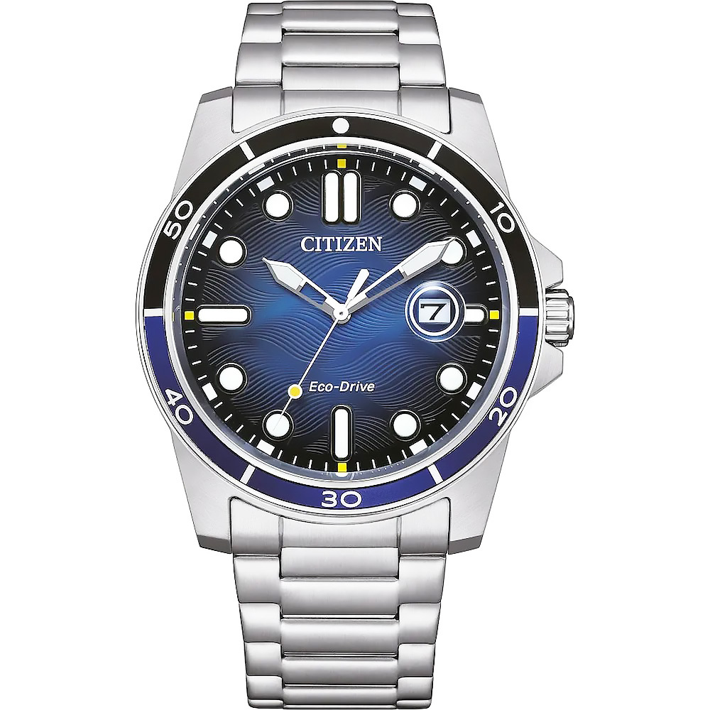(預購)【CITIZEN 星辰】GENT'S 系列 AW1810-85L 深海星空 日期顯示 波紋錶盤 光動能 太陽能 石英 手錶