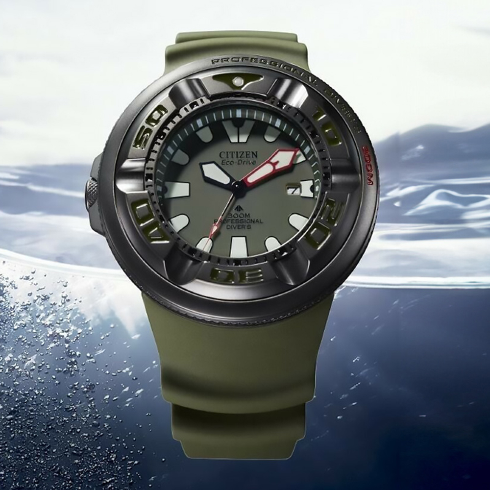 (預購)【CITIZEN 星辰】PROMASTER系列 BJ8057-17X 綠色軍事感 光動能 太陽能 日期顯示 夜光 石英 手錶