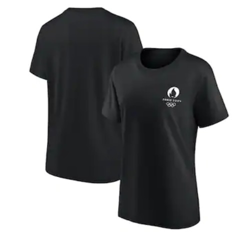 1EU0704-334 OLYMPICS Womens Paris 2024 Olympics Small Logo Graphic T-Shirt Black #108W-127A-P24-H5E (C-EU-E)