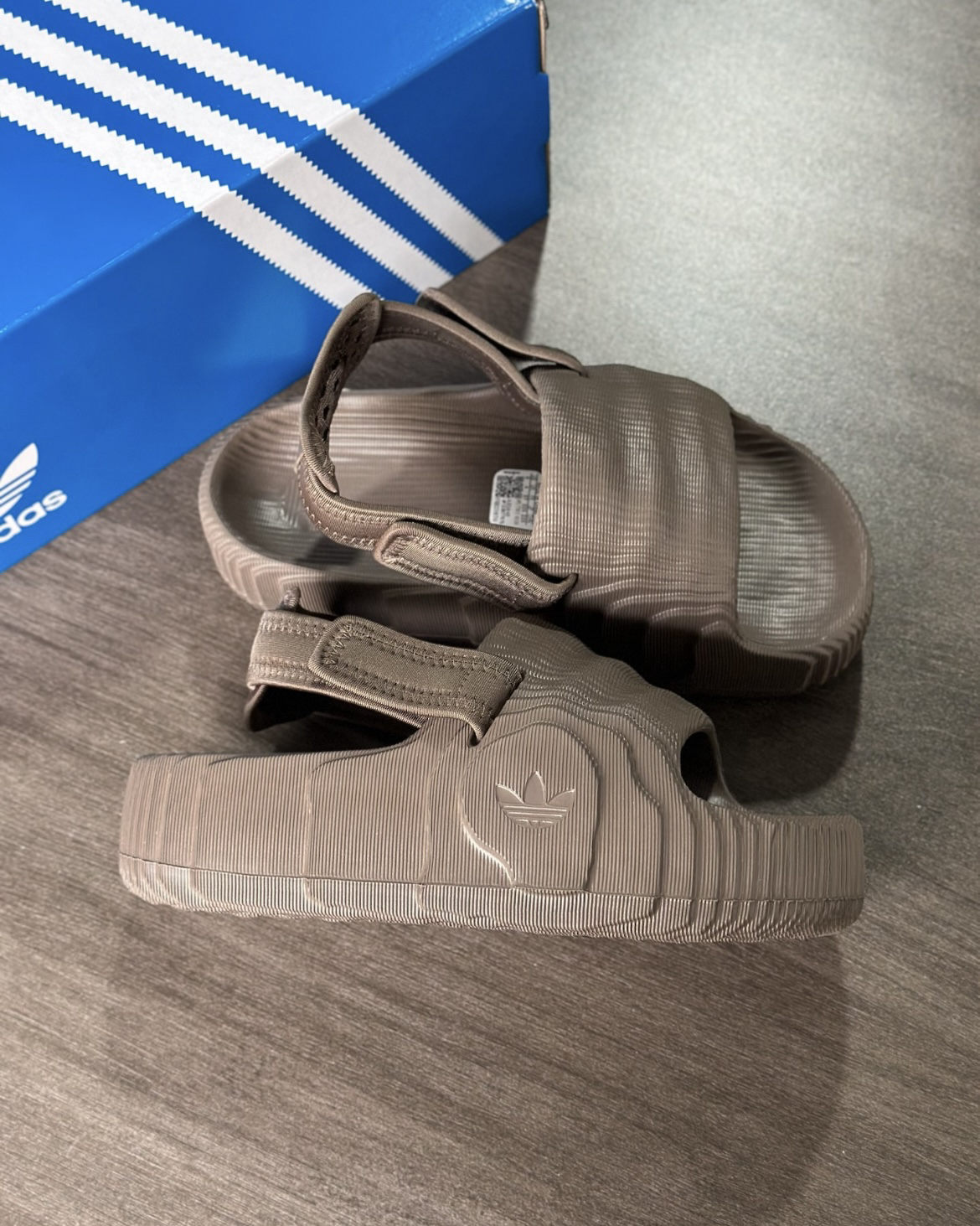 Adidas Adilette 22 XLG 可可棕 咖啡色 半拖鞋 魔鬼沾 厚底 增高 水波紋 地形圖 涼鞋 拖鞋