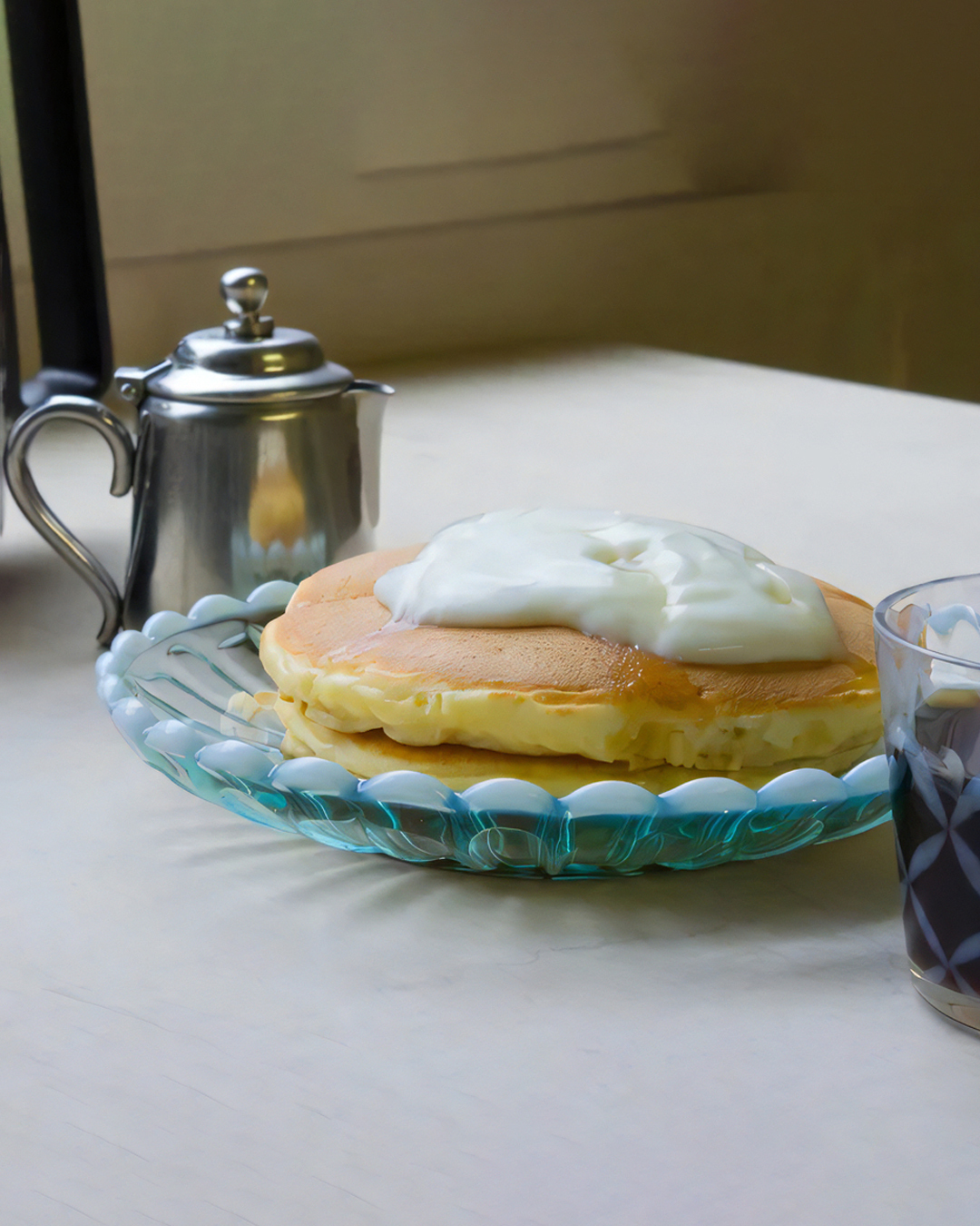 雪の花系列 玻璃甜點碟 冰藍色｜廣田硝子