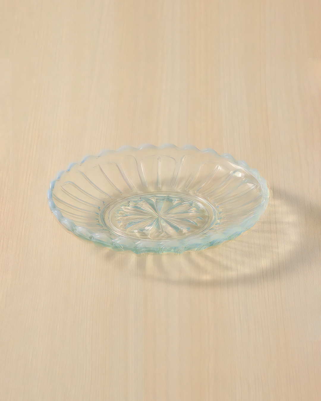 雪の花系列 玻璃甜點碟 冰藍色｜廣田硝子