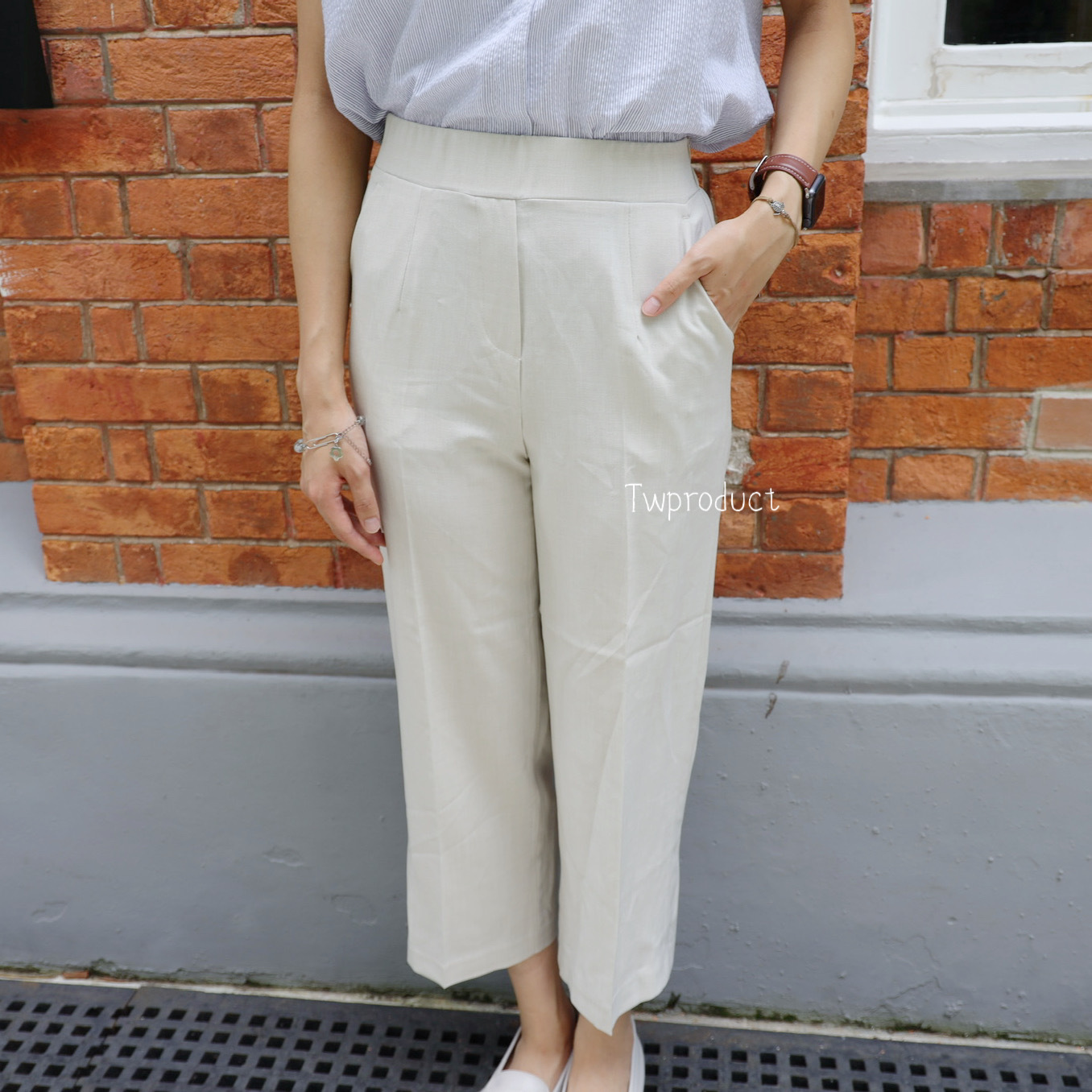 ||PA73|| 橡筋腰直身夏日薄口袋長褲