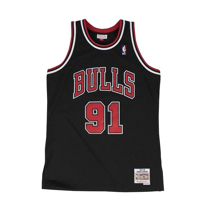 Mitchell & Ness NBA 球迷版球衣 DENNIS RODMAN #91 CB 1997-98 ALT 球衣 黑 MNSWJ-G205A [台灣現貨]