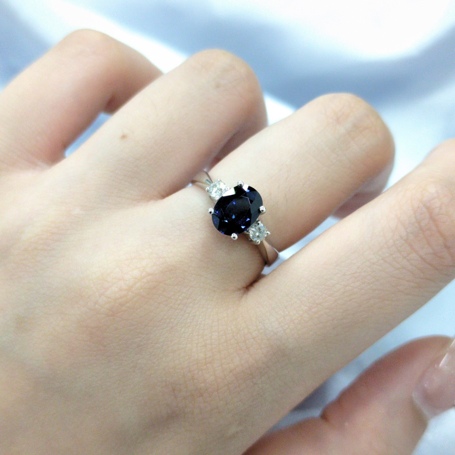 18K White Gold 1.38ct Sapphire and Diamond Ring