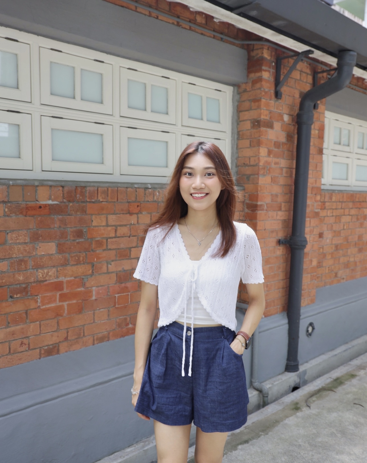 ||TOP501|| 菱格花紋薄短袖襯TOP