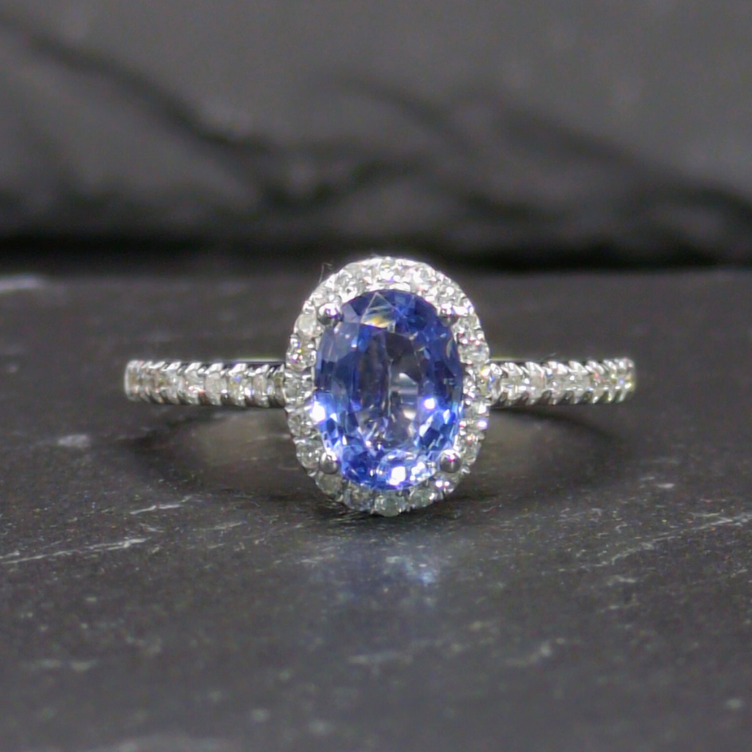 18K White Gold 1.05ct Sapphire and Diamond Ring