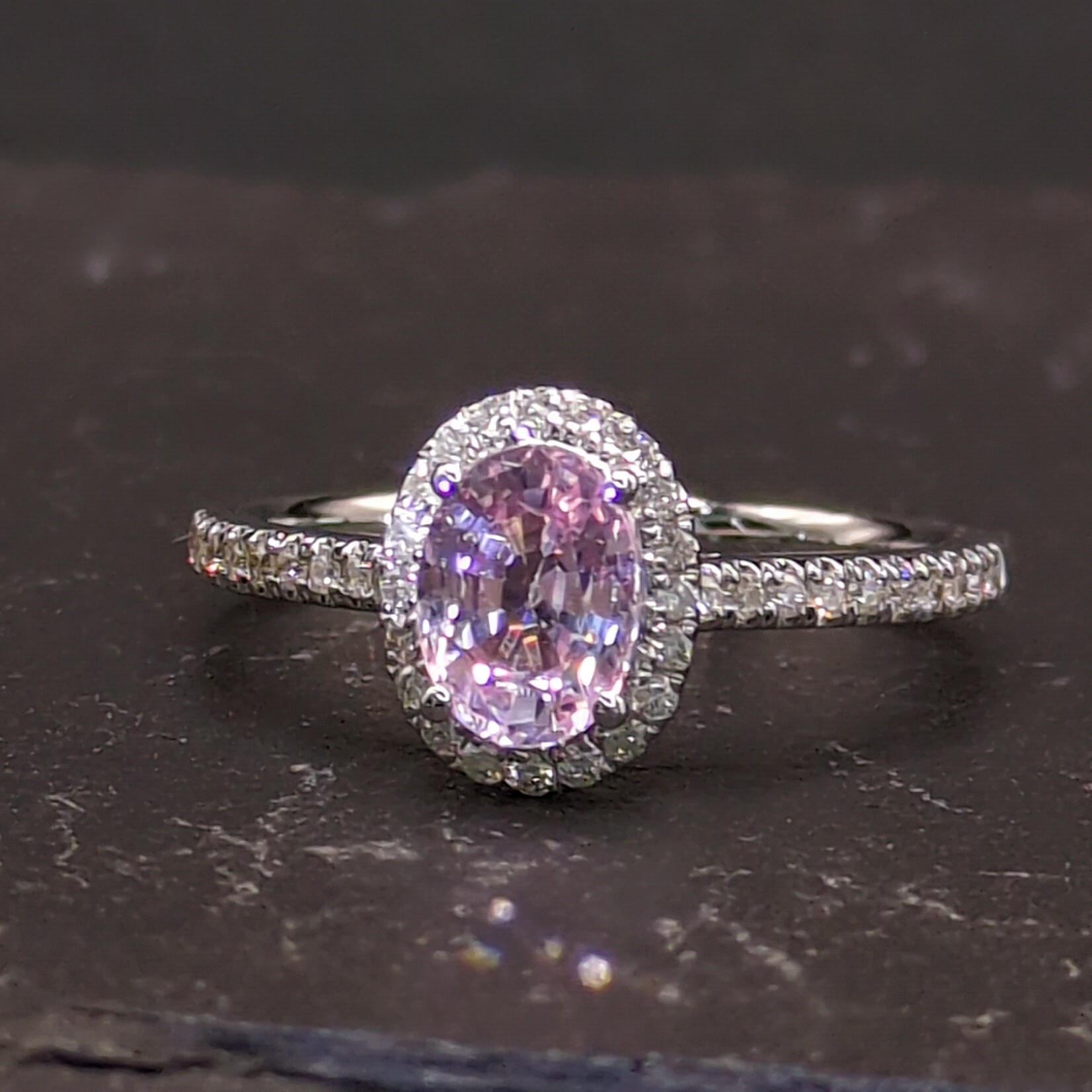 18K White Gold 1.02ct Pink Sapphire and Diamond Ring