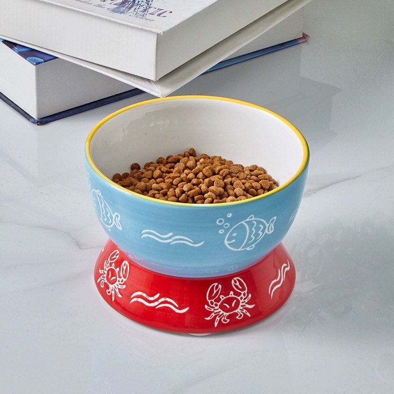 HOCC宠物陶瓷碗 圆形高脚水碗600ML