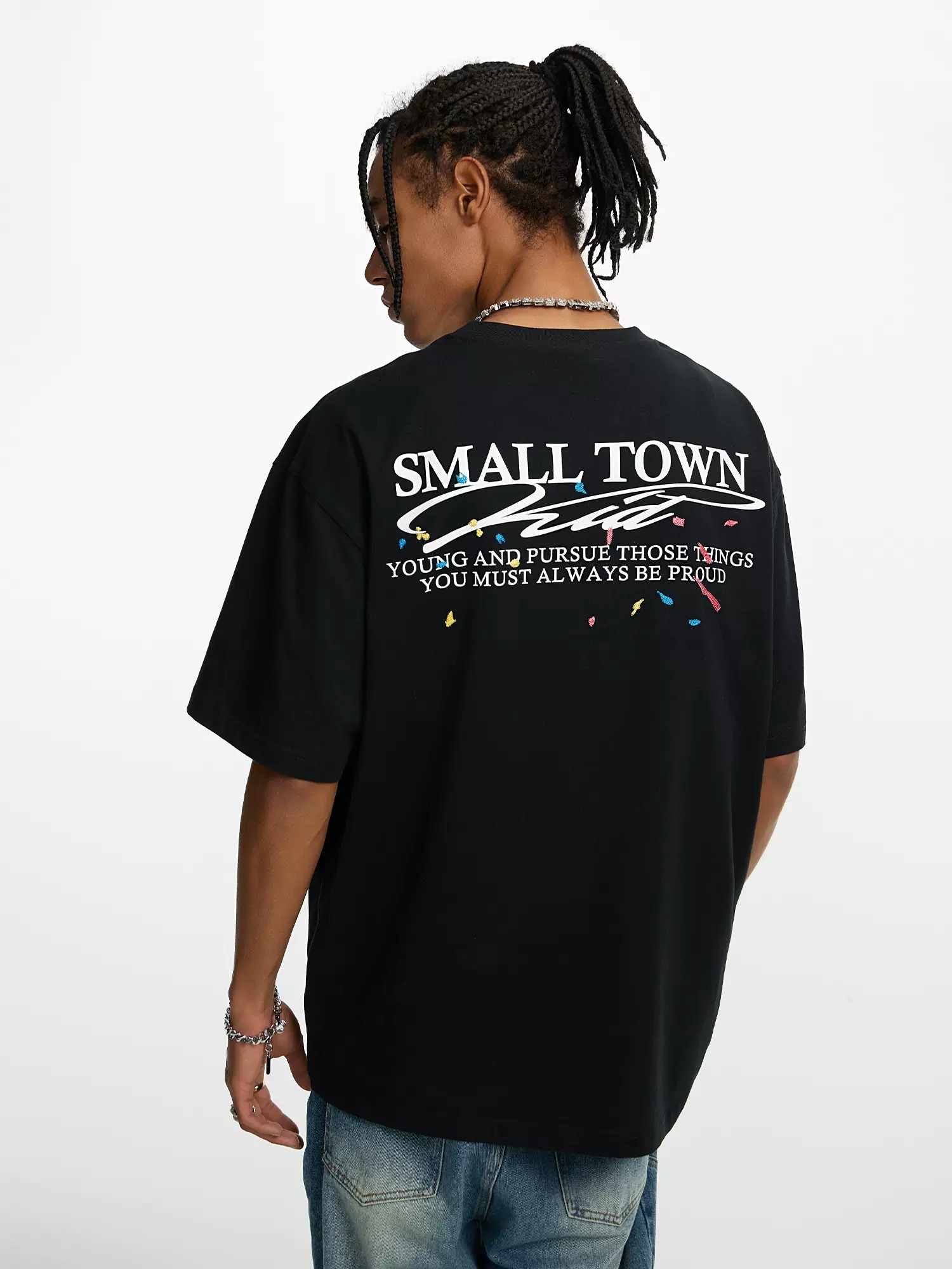 STK SmallTownKid   英文Logo 潑墨刺繡 短袖T恤