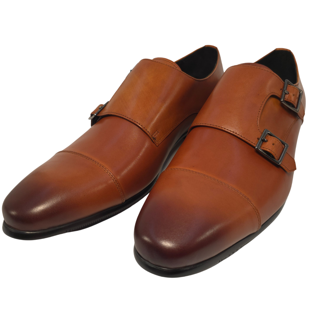 Revic 男裝皮鞋 | TCF-41-2LDM | 淺啡色橫式雙扣皮鞋