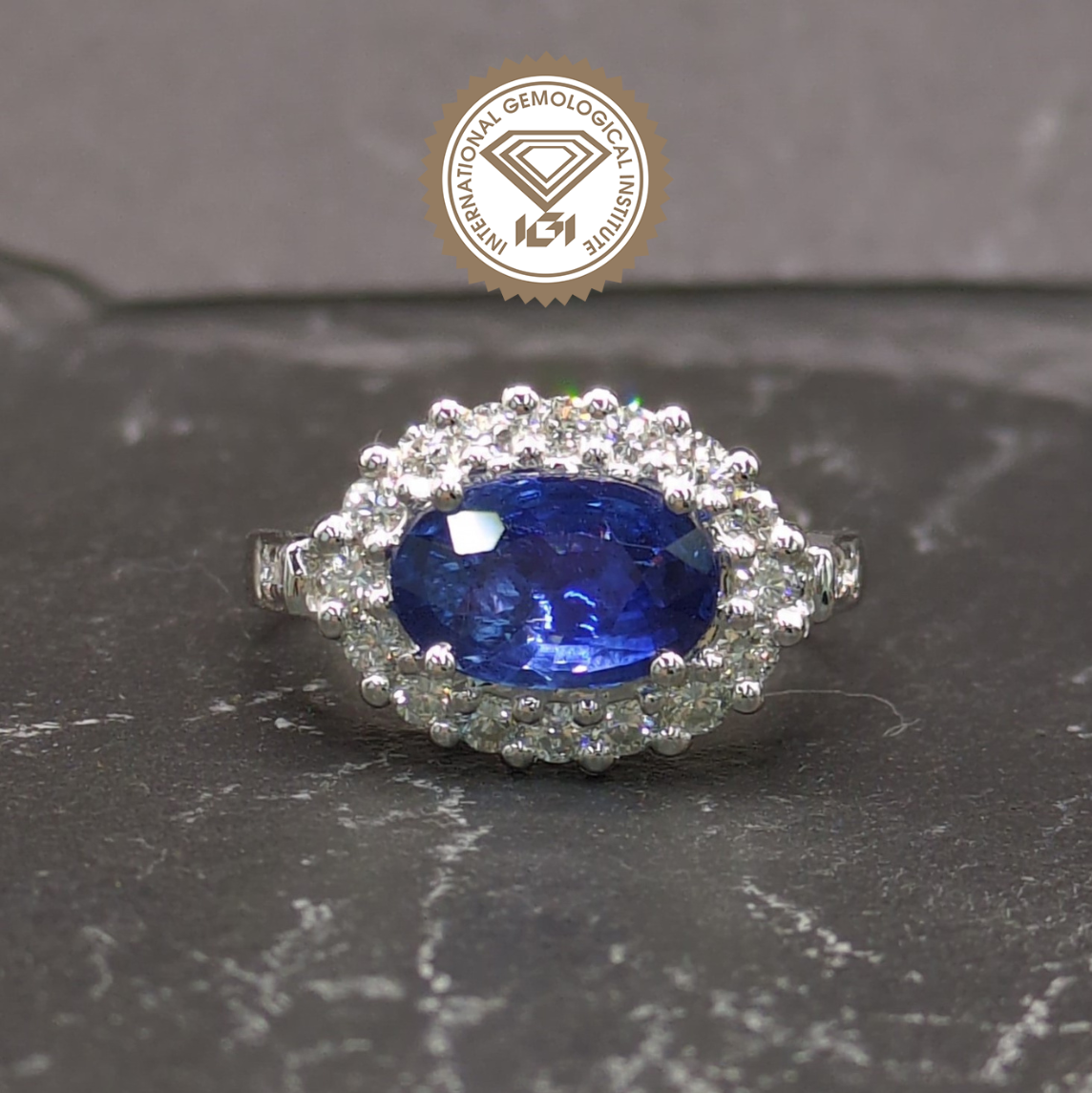 18K White Gold 2.01ct Sapphire and Diamond Ring