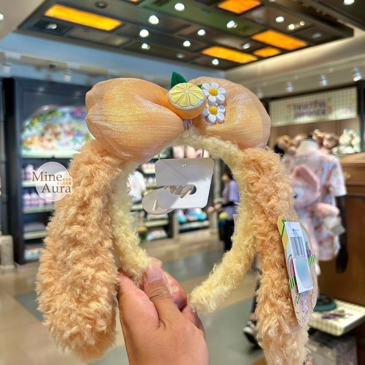 (限時特價) 2024 夏日 達菲 Duffy 與好友們 可琦安 餅乾 CookieAnn 立體耳朵 蝴蝶結 絨毛 造型 髮圈 髮箍 -上海迪士尼樂園