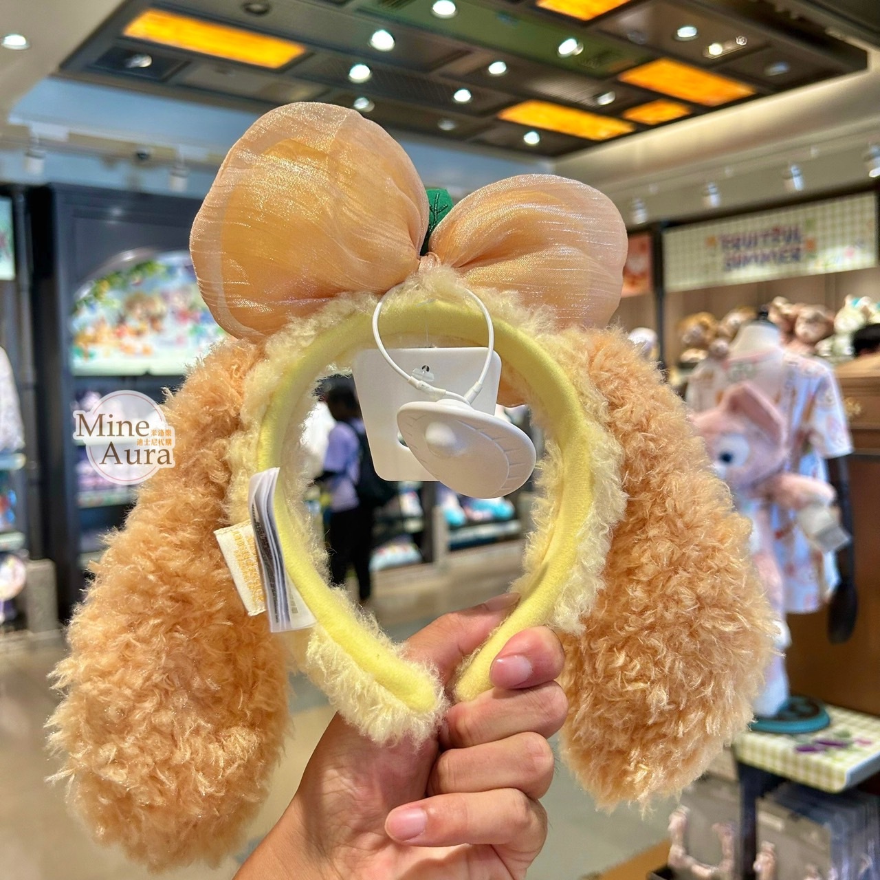 (限時特價) 2024 夏日 達菲 Duffy 與好友們 可琦安 餅乾 CookieAnn 立體耳朵 蝴蝶結 絨毛 造型 髮圈 髮箍 -上海迪士尼樂園